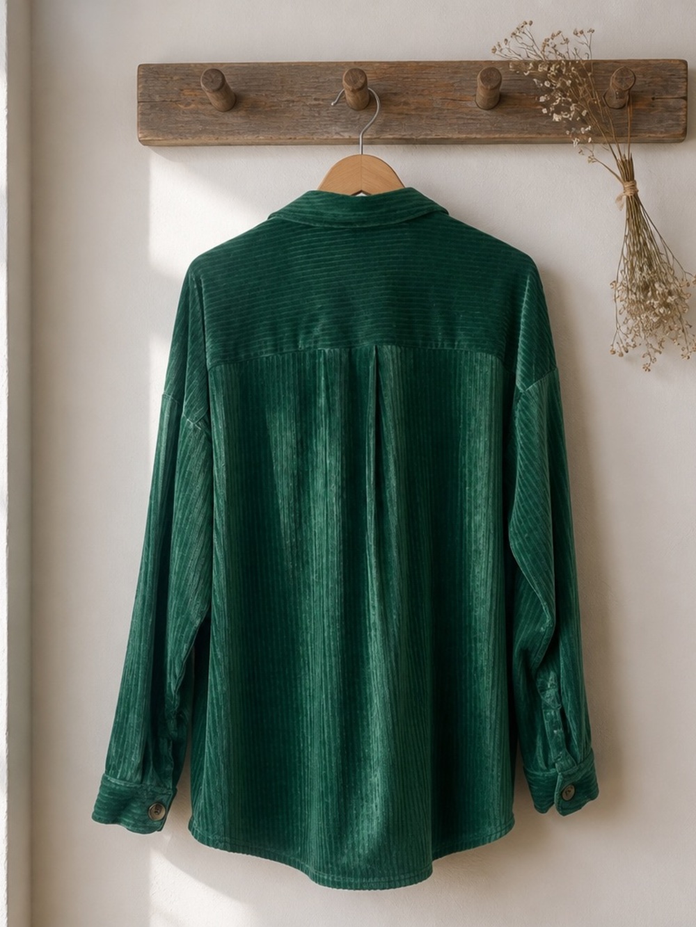 BETTER BE Emerald Green Corduroy Shacket Womens Small Oversized Shirt Jacket - Picture 5 of 13